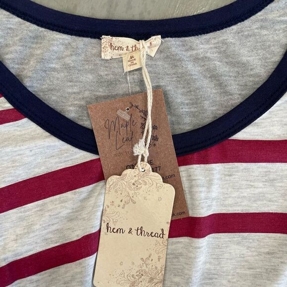 Hem & Thread Strip T-shirt Tank Top Dress Medium - Picture 3 of 6